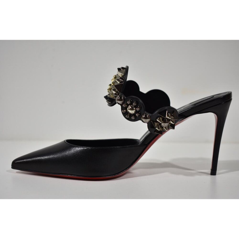 Christian Louboutin Miss Goldora 85 Black Backless Sandal Mule Heel Pump 39 - Picture 8 of 12